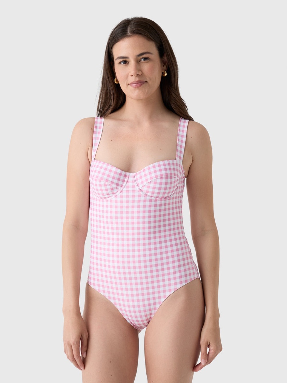 Minnow Women’s Blush Gingham One-Piece Swimsuit, Size XS